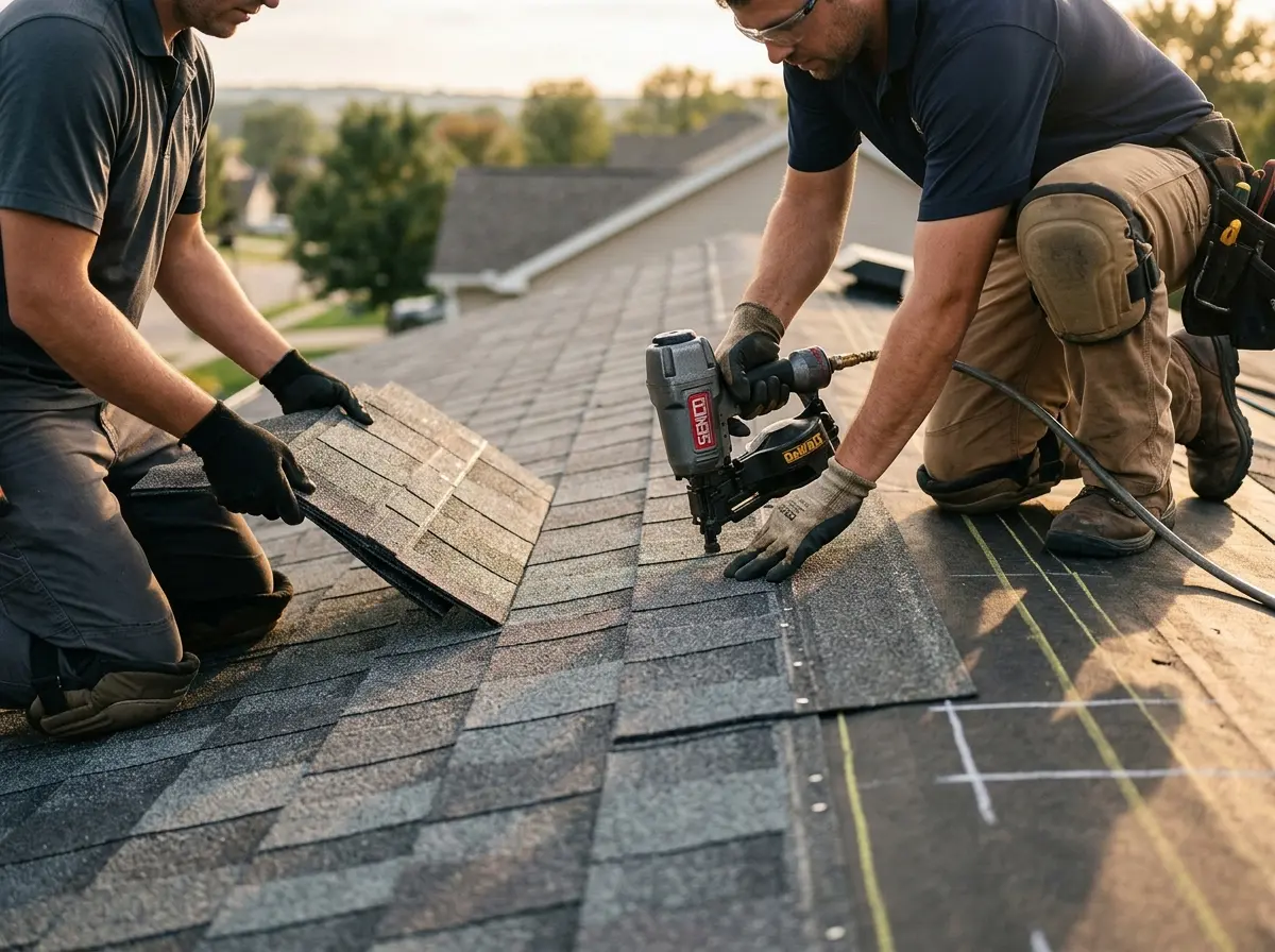 Professional roofer working on a residential roof in Cutler Bay